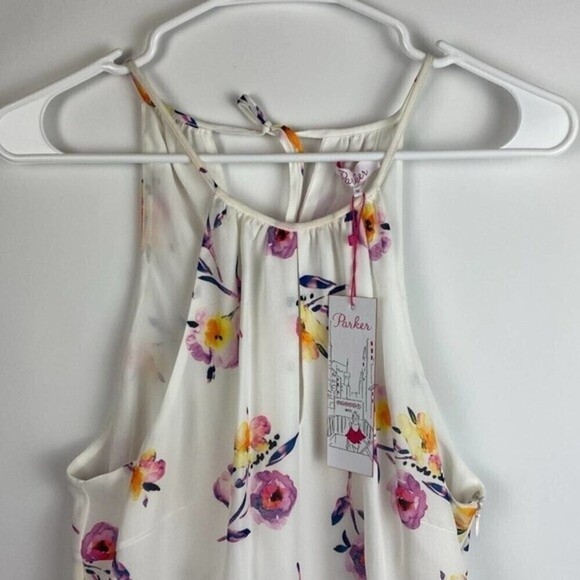 Parker Dress Womens Medium White Floral Mini Dress Tropical Lightweight - Picture 8 of 13